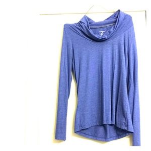 Periwinkle long sleeve, cowl neck shirt
